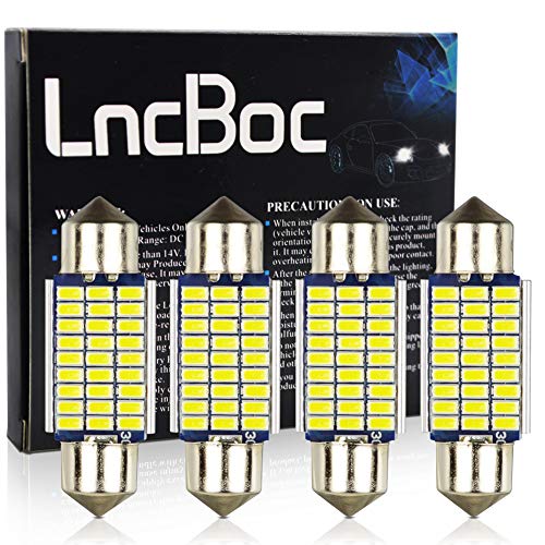 LncBoc 36mm(1.4") C5W 27-3014LED Bombilla LED Festón 6411 6418 LED Lampara Coche Interior Xenón 6000K 12V Paquete de 4