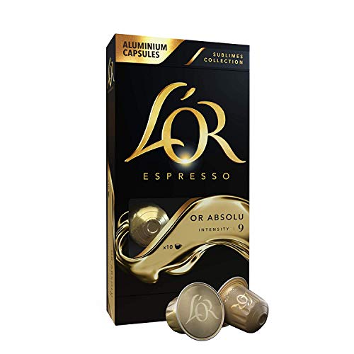 L'Or Espresso Café Or Absolu Intensidad 9 - 100 cápsulas de aluminio compatibles con máquinas Nespresso (R)* (10 Paquetes de 10 cápsulas)