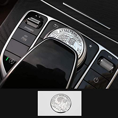 L&U AMG Metal Modificado Botón Centro de Control Console Multimedia Knob Vestiduras Cubierta emblemas Adhesivos para Mercedes Benz GLK A B E GLA CLA GLE ML GL Class (47mm Knob),Plata