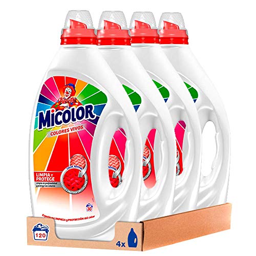 Micolor Detergente Gel Colores Vivos 30 Lavados - Pack de 4, Total 120 Lavados
