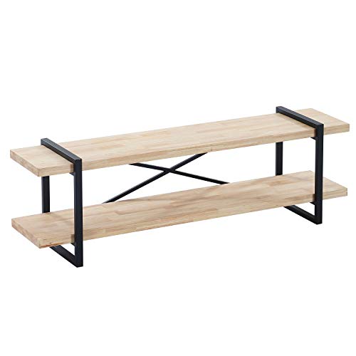 Mueble TV con 3 Estantes, Modelo Plank, Acabado en Roble Salvaje y Estructura Metalica Color Negro, Medidas: 150 cm (Ancho) x 46 cm (Alto) x 36 cm (Fondo)
