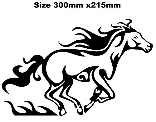 myrockshirt Adhesivo para coche, diseño de caballo galopando con llamas, 300 x 215 mm, tipo 1, calidad profesional, sin fondo, resistente a los rayos UV y al túnel de lavado