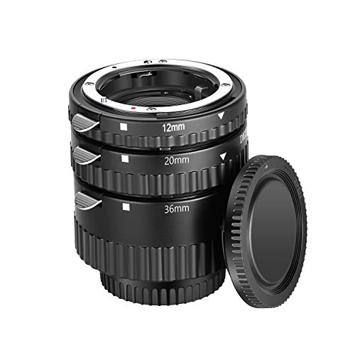 Neewer 12mm 20mm 36mm Enfoque Automático Macro Tubo Extensión Set ABS Plastics Bayonet Compatible con Nikon DSLRs D7200 D7100 D7000 D5500 D5300 D5200 D5100 D5000 D3300 D3200 D3100 D3000 D700 etc.