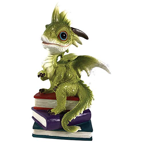 Nemesis Now U5080R0 Upon A Time - Figura de dragón Verde con Libros, polirresina, 11 cm
