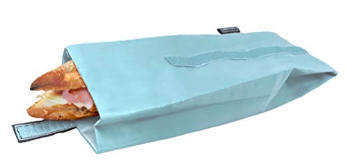 NERTHUS Bolsa para Bocadillo Reutilizable Azul Pastel, ecológica, Adaptable, facil de Limpiar y Apta para Lavadora, 10,5x10,5x30 cm