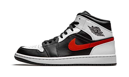 Nike Air Jordan 1 Mid, Zapatillas de bsquetbol Hombre, Black Chile Red White, 45 EU