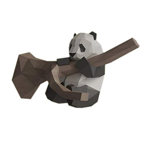 NUOBESTY 3D Panda en Árbol Modelo de Papel Geométrico Origami Diy Artesanía de Papel Artesanal Estereoscópico Decoración de Escritorio Adornos para El Hogar Juguetes