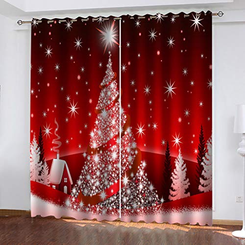OIUEUNM Árbol de Navidad de calidad supersuave – Ojal con aislamiento térmico, ahorro de energía, cortina opaca, anillo, ojete, 203 cm de ancho, 241 cm de altura
