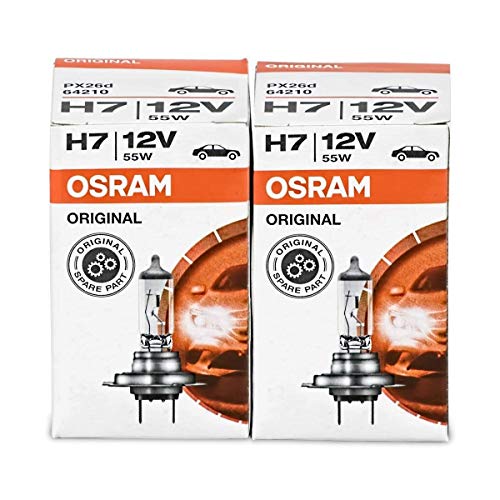 OSRAM 64210-FS2 Original Line H7, lámpara halógena para Faros Delanteros, 55 W, PX26d, Paquete de 2, Transparente