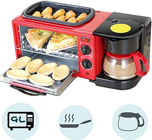 Oven Toaster 9L, With Non-Stick Frying Pan And 0.6L Coffee Maker, Toaster Machine 1050(W), With Timing, Baking, Omelet, Heating, Thawing, Barbecue,Function, 50.5 * 26 * 24.5CM, With Power Ind.