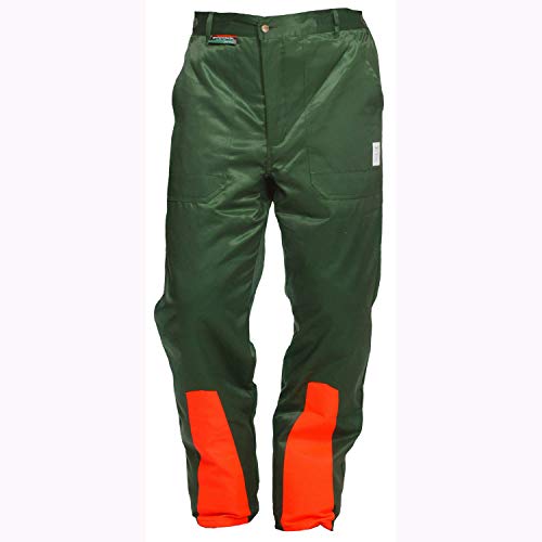 Pantalones anticorte Clase 1 Woodsafe®, probado por Kwf, peto verde/naranja, para hombre, pantalón con protección anticorte para trabajos forestales, forma A, peso ligero, cubrepantalón verde 48