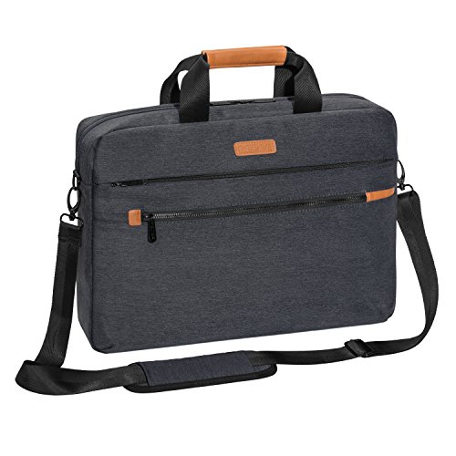 PEDEA Elegance Pro - Bolso bandolera para portátiles de hasta 17,3" (43,9 cm, incluye compartimento para tablet de hasta 10,1"), color gris