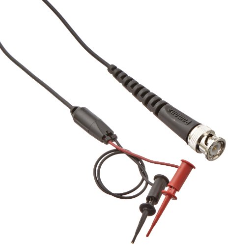Pomona 5187-k-36 latón macho BNC Cable con alivio de tensión moldeado a minigrabber prueba clip, RG174/U tipo de cable, 36 cm de largo (Pack de 2)