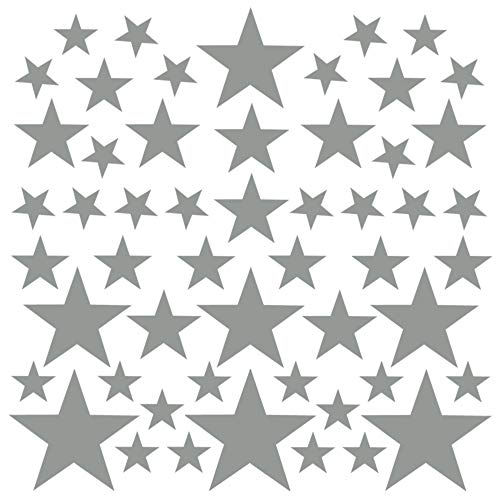 PREMYO 54 Estrellas Pegatinas Pared Infantil - Vinilos Decorativos Habitación Bebé Niños - Fácil de Poner Gris