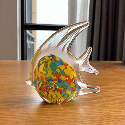 qianyue - Figura de cristal soplado, diseño de peces animales, miniatura soplada a mano, moderna, miniatura, decoración de casa, accesorio de regalo d