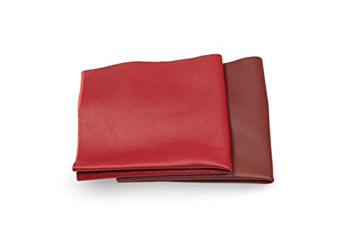 Recortes de cuero - restos de cuero rojo, restos de cuero, tamaños grandes, ideal para bolsos, zapatos, reparaciones, decoraciones, manualidades, 1 kg, tamaño A5