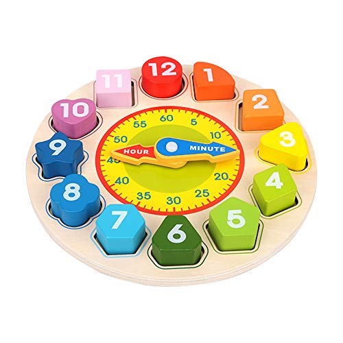 Regalo para niños pequeños de 1 2 3 años, rompecabezas de madera Montessori para niños de 12 a 36 meses, bloques de clasificación con forma de números, reloj de juguete para niños de 1 a 5 años