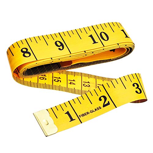 Regla de doble cara para medir el cuerpo, tela de costura, cinta de sastre suave para medir la familia, circunferencia del pecho/la cintura, 60 pulgadas/150 cm, amarillo