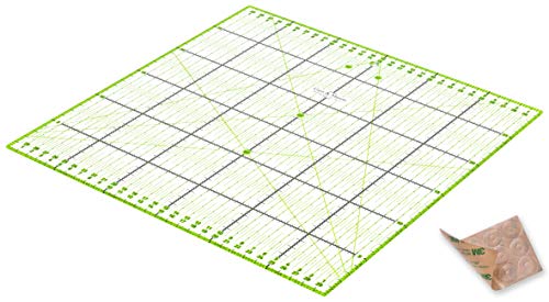 Regla de Patchwork 30 x 30 cm con Pegatinas Antideslizantes Gratuitas. Regla Universal Transparente con dimensiones en cm y ángulos
