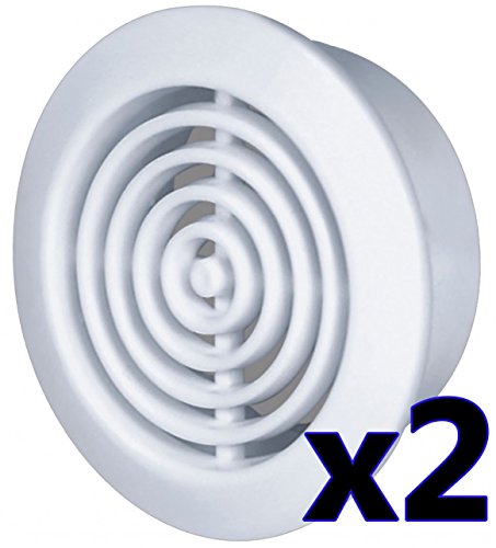 Rejilla de ventilación 2 unidades, diámetro 45 mm, redonda, blanco T73w
