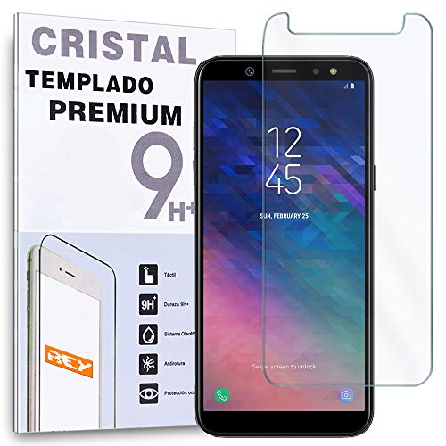 REY Protector de Pantalla para Samsung Galaxy A6 2018, Cristal Vidrio Templado Premium