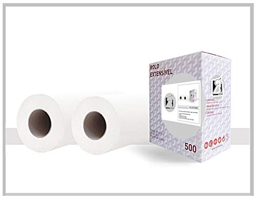 Rollo papel Camilla,100% celulosa, color blanco, precorte cada 68 cm, 2 capas laminado. Medidas: ancho 60 cm y longitud 50 m (Caja de 6 rollos). Muy absorbente, suave y resistente.