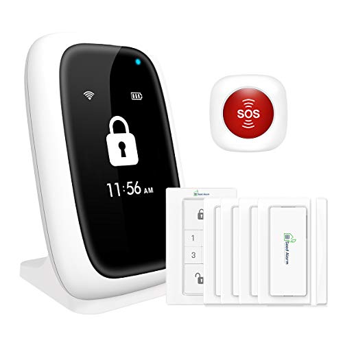SeedAlarm 2 in 1 WiFi Alarma Casa Kit Alarma Hogar contra Ladrones Inalámbrico + Sistema de Alarma de Llamadas de Buscapersonas para Cuidadores con 1x SOS Botón de Pánico, Control de App