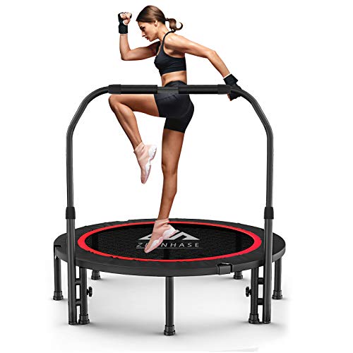 Sehrgo ZEHNHASE Trampolín Plegable, Ø101cm trampolín de Ejercicio con pasamanos Ajustable, incluida Cubierta de Borde, Peso Máximo 150 kg