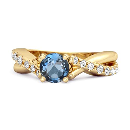 Shine Jewel Multi Elija su Piedra Preciosa Anillo De Compromiso Chapado En Oro Amarillo De Plata De Ley 925 De 0.25 Ctw (9, topacio Azul Londres)