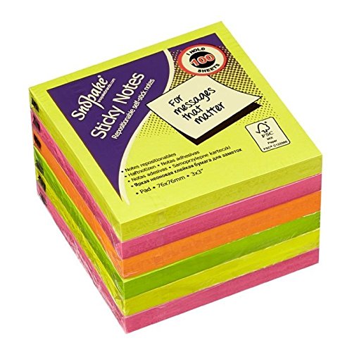 Snopake Sticky Notes - Notas adhesivas (6 unidades x 100 hojas), colores surtidos