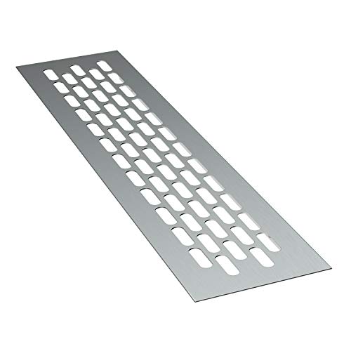 sossai® Rejillas de ventilación de aluminio - Alucratis (1 pieza) | Rectangular - dimensiones: 24,5 x 6 cm | Color: aluminium | rejilla de aire