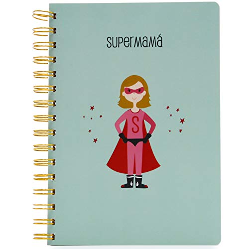 SUSIKO | Cuaderno Hojas Blancas | Super Mamá Héroe | Medidas 21 x 15 cm | Peso 315 gr | Tapa Blanda | 80 Hojas de 80 gr | Diseñado con Amor en España