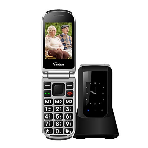 Teléfono Móvil para Personas Mayores Teclas Grandes con Tapa Flip Senior Fácil de Usar Celular para Ancianos con SOS Botones, Pantalla de 2,4+1.77 Pulgadas