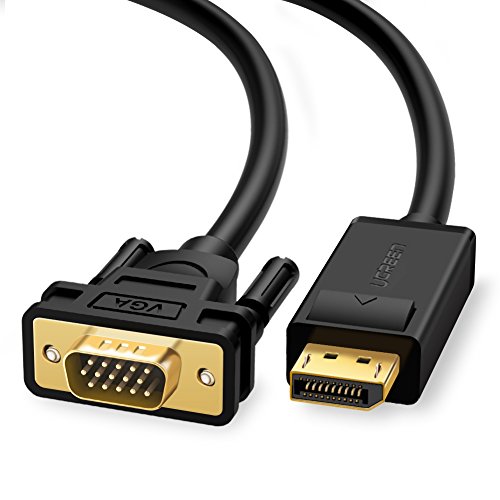 UGREEN Cable Adaptador DisplayPort a VGA Soporte 1080P @60Hz de Vídeo con Conectores Dorados, Conversor DP Macho a VGA Macho para Aspire 8935G, Lenovo Thinkpad T410 / T500 / W520 etc. 2 Metros
