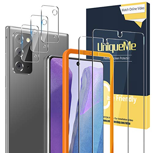 UniqueMe [2 Pack] Protector de Pantalla para Samsung Galaxy Note 20 5G / 4G + [3 Pack] Protector de Lente de cámara, Vidrio Templado [9H Dureza] HD Film Cristal Templado
