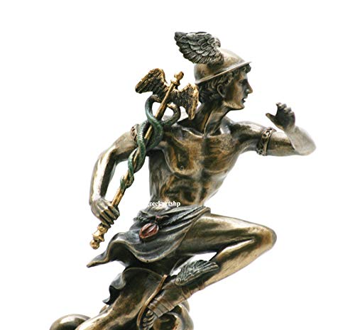 VERONESE Hermes Mercury - Estatua griega de Dios romano con acabado de bronce (21 cm)