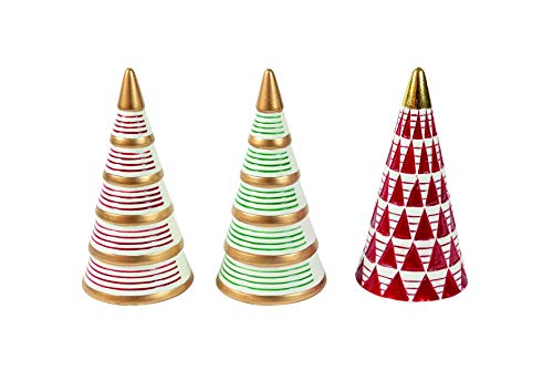 Villa d'Este Home Tivoli Trendy Christmas - Juego de 3 árboles de 21 cm, de cerámica, Surtidos, Medidas: 11 x h