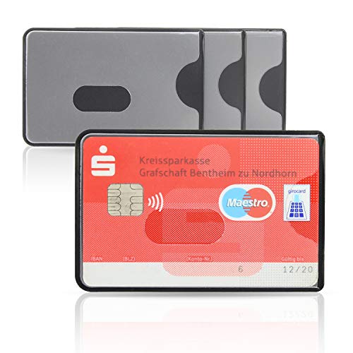 WallTrust RFID NFC Funda Protectora para Tarjetas de crédito, Set de 3 Unidades, Parte Frontal Transparente