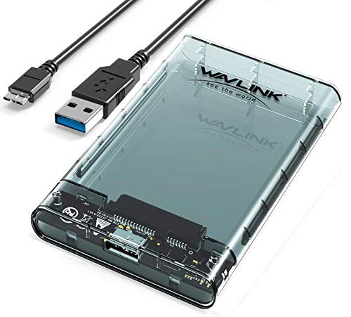 WAVLINK - Carcasa para disco duro externo SATA I/II/III (2,5 pulgadas, 7 mm/9,5 mm, compatible con UASP Max 2 TB, sin herramientas), transparente