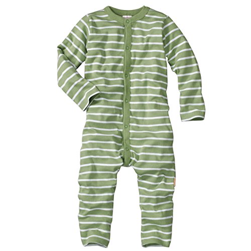 WELLYOU Pijamas para bebés y niños, Pijamas de una Pieza 100% Hecho de algodón, Color Verde con Rayas Blancas. Tallas 56-134 (116-122)