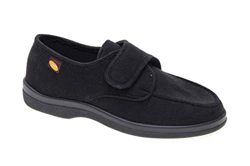 Zapatillas con Cierre de Velcro Muy cómoda y Ancha (Negro, Numeric_45)