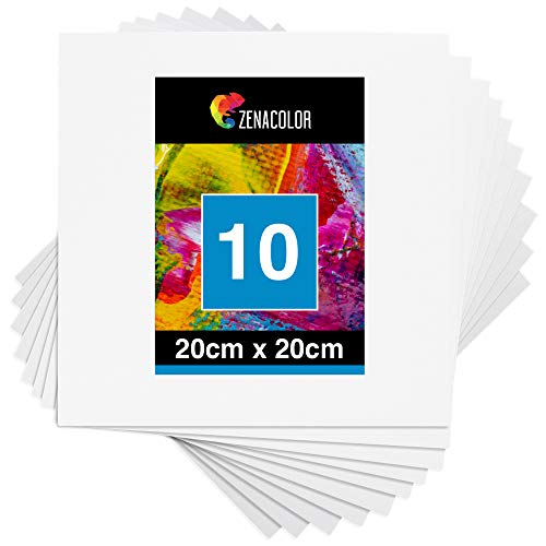 Zenacolor - Set de 10 Canvas - Lienzos para Pintar 20x20cm - Todos los Tipos de Pintura sobre Tela - 100% Algodón sin Ácidos