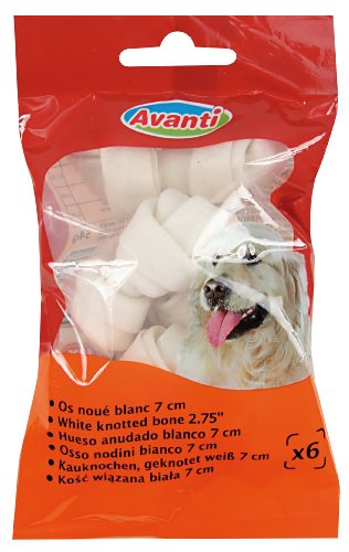 Zolux - Bolsita de 6 de nudos de hueso, color blanco, 7 cm, para perro