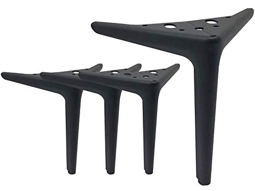 4 patas de repuesto para muebles de metal, color negro (15 cm, negro frío)
