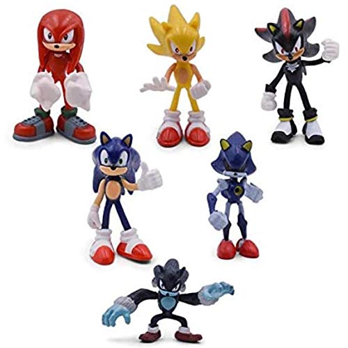 6 Unids/Set PVC Acción Knuckles Anime Estatua Sonic Shadow Figuras Juguete Modelo Hecho a Mano The Echidna Amy Rose Tails Muñeca de Colección Regalo-Bolsas OPP de Segunda generación