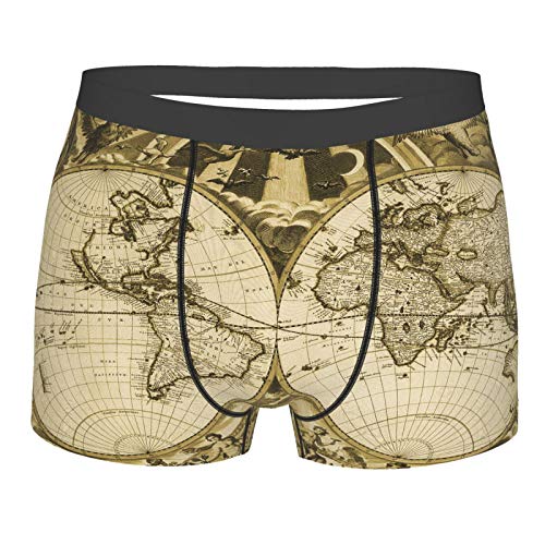 antiguo mapa del mundo del siglo XIX para hombre, calzoncillos tipo bóxer, ropa interior suave