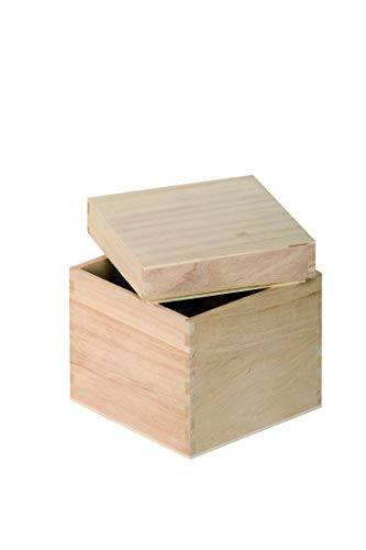 Artemio VIBB19 - Caja Cubo para decoración, Madera, Beige, 12 x 12 x 12 cm