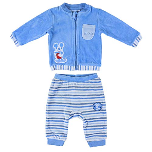 ARTESANIA CERDA Conjunto 2 Piezas Velour Mickey Ropa, Azul (Azul C37), 3m para Bebés