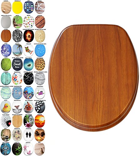 Asiento para inodoro de cierre suave, gran selección de atractivos asientos de inodoro con calidad superior y duradera de madera (Caoba)