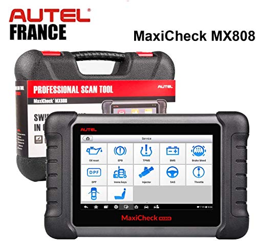 Autel MX808 - Maleta de diagnóstico automático profesional, modelo francés original con garantía de Autel Europa, lectura/borrado defectos, rehabilitación de inyectores, regeneración FAP